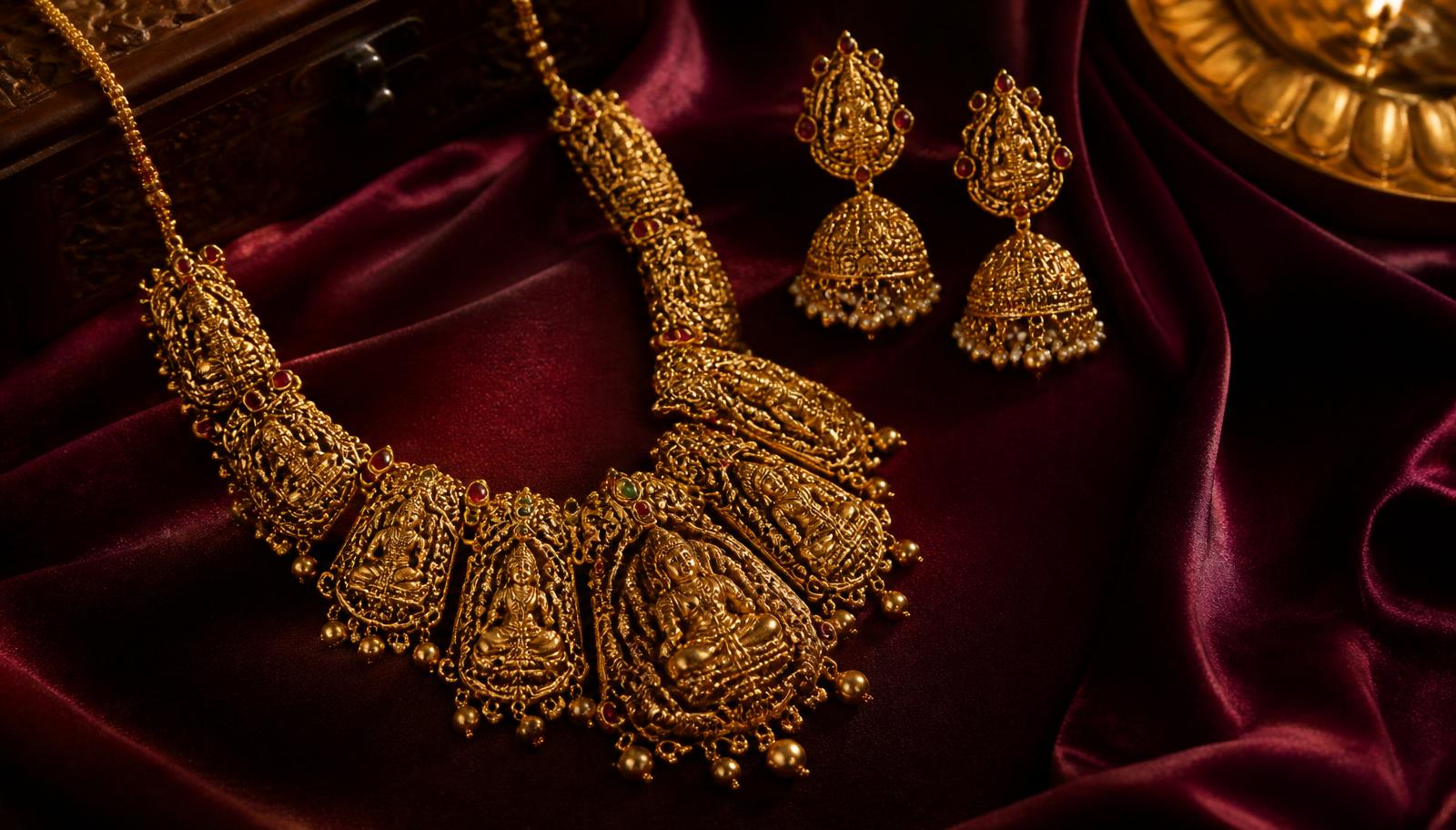 Antique 1 gram gold temple jewellery